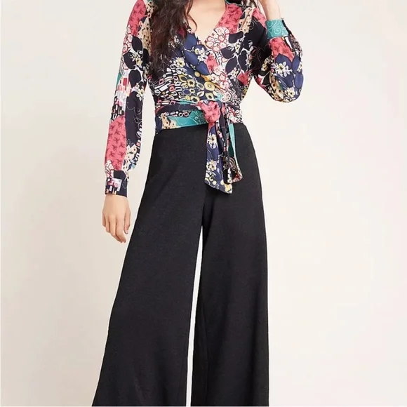 Anthropologie x kachel Cecily Wrap Blouse abstract floral sz 4 - Picture 4 of 7